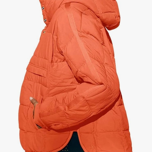 Women's Orange Quilted Jacket - Picture 3 of 10